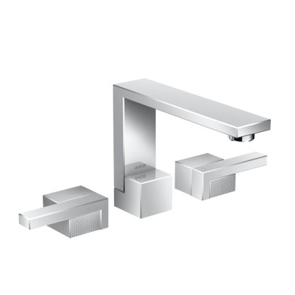 Axor Edge Смеситель для раковины, на 3 отв., с донным клапаном push/open, излив 173мм, алмазная огранка, цвет: хром