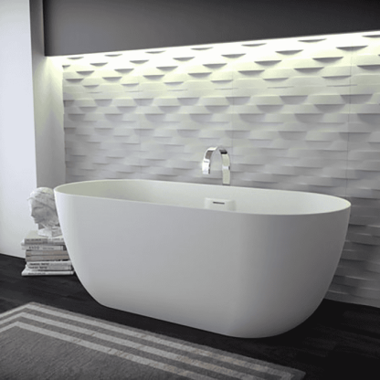 KNIEF Lotus Ванна отдельностоящая из материала Stone 170х75х63 см, с переливом и выпуском Click-Clack хром, без ручек, цвет:белый матовый