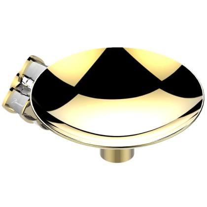 THG P?tale de cristal clair liser? dor? Мыльница металлическая ? 15см., подвесная, цвет: золото/прозрачный хрусталь