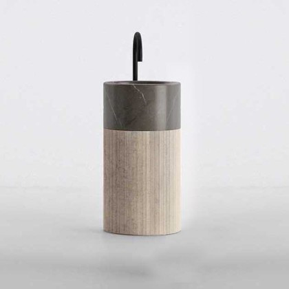 NOORTH milldue edition ROMA III Раковина 45х88 см, без отв., напольная, без перелива, с донным клапаном, цоколь фрезерованный Moka Cream, цвет: Moka Cream/Grafite