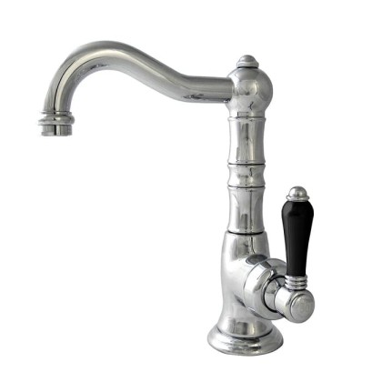 Nicolazzi Ceramica Nera Смеситель для раковины однорычажный, с донным клапаном, ручки черная керамика, цвет: хром