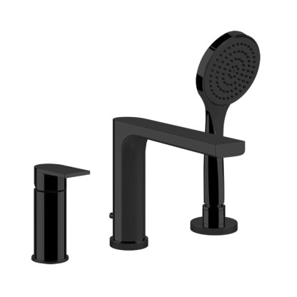 Gessi Emporio  Via manzoni Смеситель для ванны, на 3 отв., с переключателем, изливом и шлангом 1,50м, цвет: Black XL