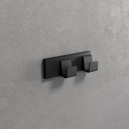 Novellini Kuadra Крючок 12х4см., двойной, цвет: черный матовый