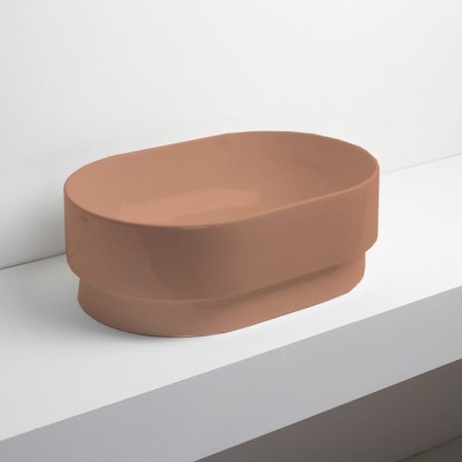 Simas Po-mo Раковина 56x37xh19см., полувстраеваемая сверху без отв., без перелива, цвет: CARAMELLO