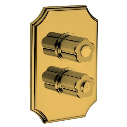 Bongio Fleur Blanc Встраиваемый термостатический смеситель (2 источника), цвет: золото/черный фарфор(