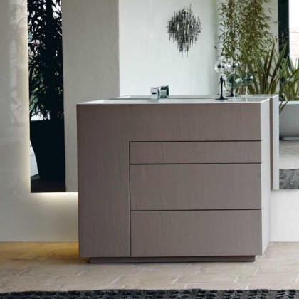 NOORTH milldue edition TOUCH Комплект мебели 100х40х88см, напольный, 3 ящика, слив в пол, раковина Milltek, смеситель H2O, цвет: Argilla матовый