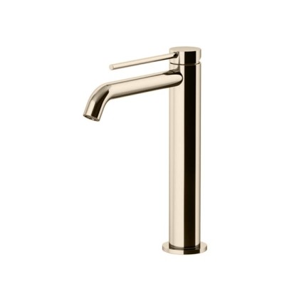 Gattoni Circle Two Смеситель для раковины высокий 227 мм, на 1 отверстие, излив 155 мм, с донным клапаном, цвет: Brushed Nickel