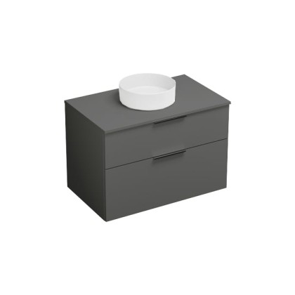 Burgbad Eqio Комплект мебели 90х55х60 см, с керамич. умывальником круглым по центру, цвет белый, без отв под смеситель, ручки GO252, цвет: серый глянцевый