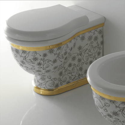 Globo Paestum Унитаз напольный пристенный 57х38см, слив универсальный, с комплектом креплений, цвет: Flower A09