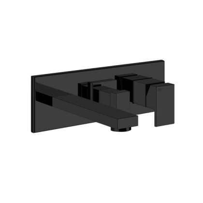 Gessi Rettangolo Смеситель для раковины, встраиваемый, однорычажный, с изливом и переключателем PULL, внешняя часть, цвет: Black XL