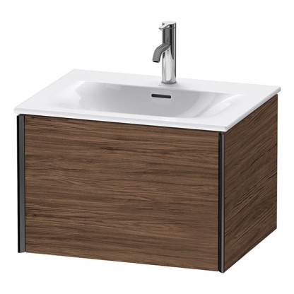 Duravit XViu Тумба подвесная 61x48x39.7см, с раковиной, 1 ящик, цвет: walnut dark/черный матовый