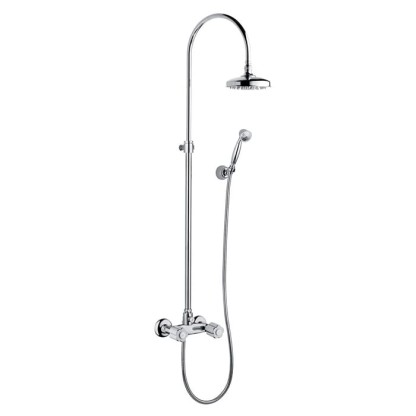 Bongio Fleur Blanc Душевая стойка с верхней лейкой D-185 мм и ручным душем на держателе,хром/белый