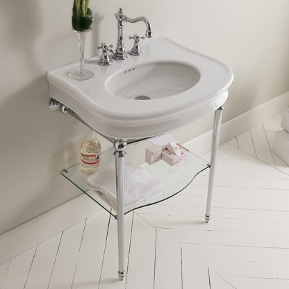 3SC Consollee Консоль Florian 90х54хh86см, с раковиной LA12, сифоном и стекл.полочкой, напольный, цвет: хром