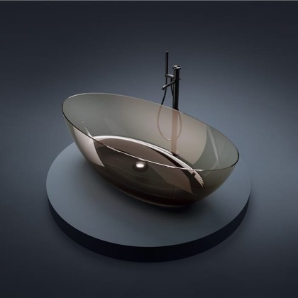 Gruppo Treesse Camelia Ванна 170х80х52см., отдельностоящая, без перелива, сифон, цвет: SMOKEY TRANSPARENT RESIN