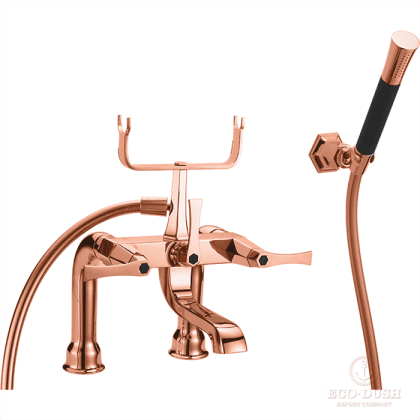 CISAL Cherie Смеситель на борт ванны двухрычажный, с душевым комплектом, цвет: розовое