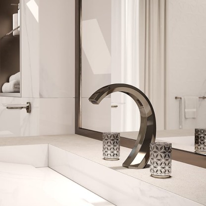 THG Nihal Porcelaine Noire Смеситель для раковины на 3 отверстия, с донным клапаном, цвет: Aranja (black nickel)