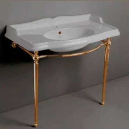 SIMAS Arcade Консоль 105х56см, c белой раковиной на 1 отв., напольная, цвет: консоли oro