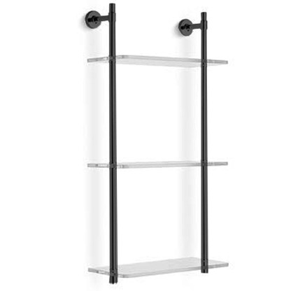 Bertocci Cinquecento Стеллаж с 3 стеклянными полками 30х62см, подвесной, цвет: черный матовый