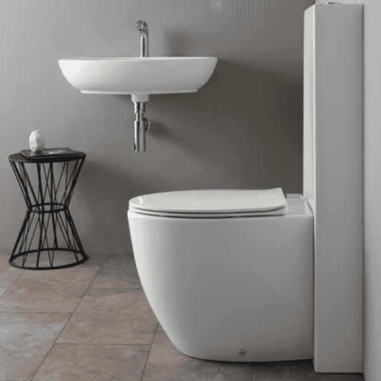 Simas Bormio Унитаз приставной безободковый 54х35 см, цвет: белый/хром