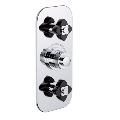 THG Petale de Cristal noir Смеситель для душа, термостатический, 2 потока, цвет: хром/черный хрусталь