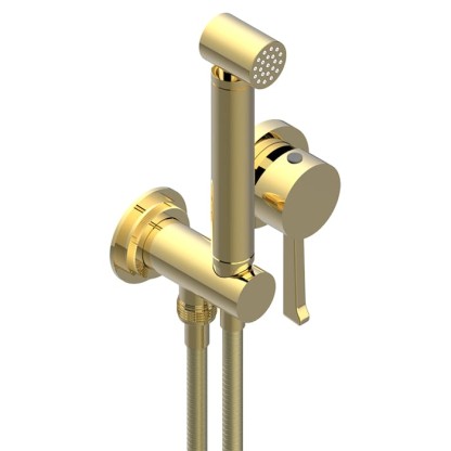 THG Hamptons Гигиенический душ со смесителем, держателем с подводом воды и шлангом 150см., цвет: золото