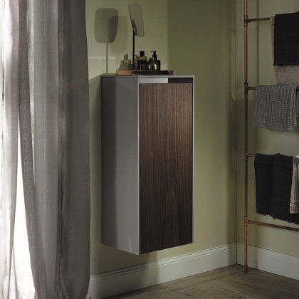 Burgbad Yso Шкаф подвесной 40x35x97 см, цвет: светло-серый глянцевый/коньячный орех