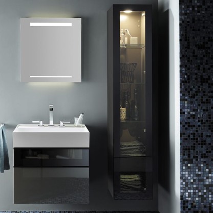 Burgbad Yumo Шкаф подвесной 35x32x176 см, с подсветкой, цвет: серый