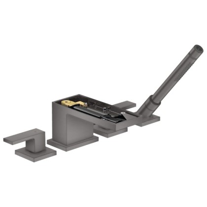 Axor MyEdition Смеситель на борт ванны., на 4 отв., с ручным душем, без панели, цвет: шлифованный черный хром