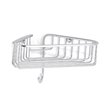 Bertocci Complementi Полка-решетка угловая для душа 22х7х22 см с крючком, подвесной, цвет: хром