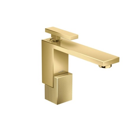 Axor Edge Смеситель для раковины, на 1 отв., с донным клапаном push/open, излив 160мм, алмазная огранка, цвет: золото