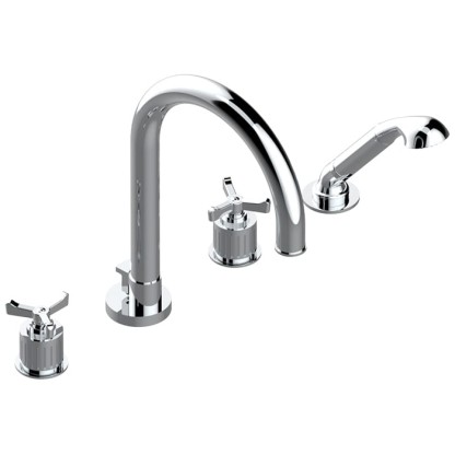 THG Hamptons Смеситель на борт ванны, 4 отв., с ручным душем, цвет: хром