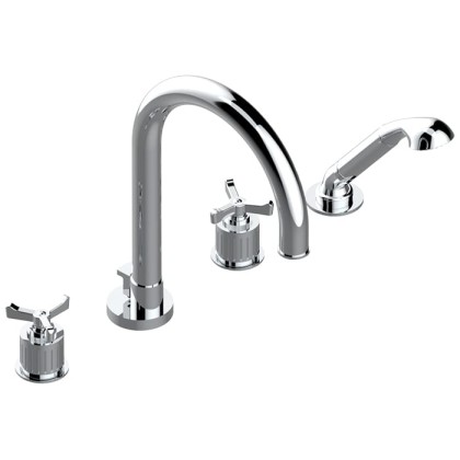 THG Hamptons Смеситель на борт ванны, 4 отв., с ручным душем, цвет: хром