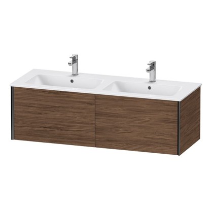 Duravit XViu Тумба подвесная 128x48x40см, с двойной раковиной, 2 ящика, цвет: walnut dark/черный матовый