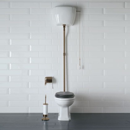Globo Paestum Унитаз напольный 58х37,5см, с высоким бачком, трубой, цвет: белый/бронза