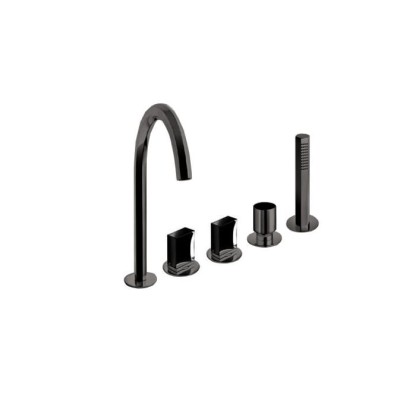 Fantini Venezia Смеситель для ванны, набортный, 5 отв., излив: 175 мм, цвет: Matt Gun Metal PVD