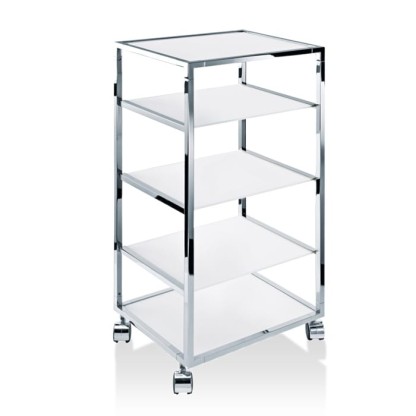 Decor Walther RW 2 Стеллаж передвижной 38x30x80см, стекло матовое, напольный, цвет: хром