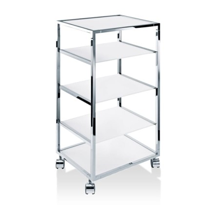 Decor Walther RW 2 Стеллаж передвижной 38x30x80см, стекло матовое, напольный, цвет: хром