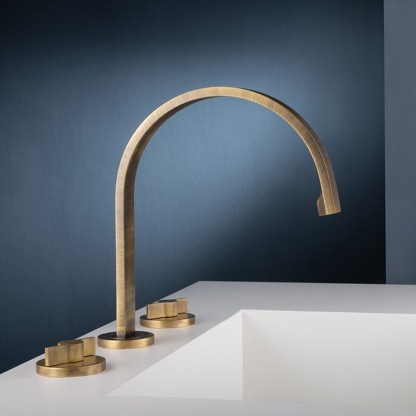 Gattoni GAS Смеситель для раковины, на 3 отв., в комплекте с донным клапаном, цвет: Matt old brass