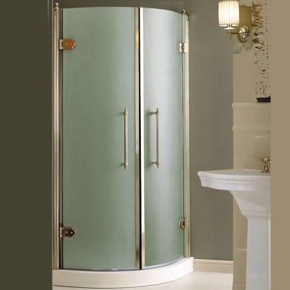 Devon&Devon Savoy Душевое ограждение в форме 1/4 круга T80 80х80см., с декоративными элементами, стекло матовое, цвет: золото