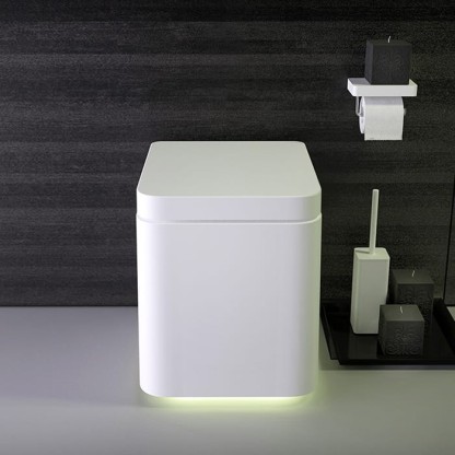 KNIEF Shine Унитаз напольный БЕЗОБОДКОВЫЙ 58х39х41 см, с сиденьем белым микролифт , цвет: белый матовый