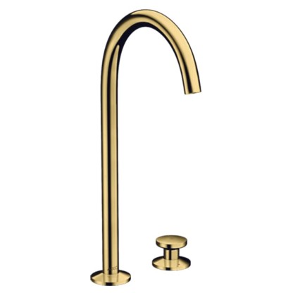 Axor One Смеситель для раковины Sel 260, на 2 отв., высокий, с донным клапаном Push-Open, цвет: полированное золото
