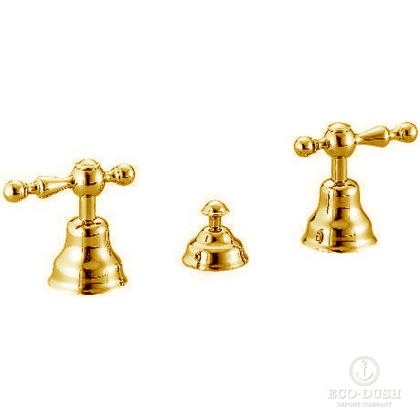 CISAL Arcana America Смеситель для биде на 3 отверстия без излива, с донным клапаном, цвет: золото