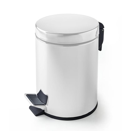 3SC Metal Tonda Ведро 5 л. 22,5x30,5xh33,5 см, с педалью, с крышкой и механизмом softclose, цвет: белый матовый