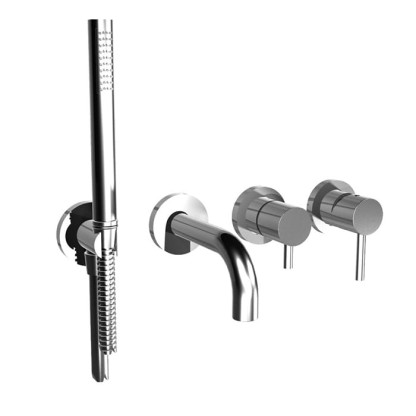 Bongio ON Смеситель для ванны, встраиваемый, с изливом и ручным душем, (без встраиваемой части 0969000VA) цвет: хром