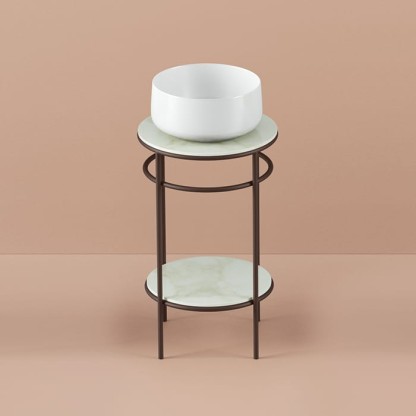 Artceram Vogue Металлическая структура ?44хh72,5см, напольная, с раковиной, с мраморной столешницей и полочкой, цвет: moka/белый