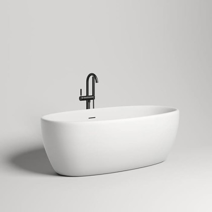 Salini Luce Ванна отдельностоящая 170х85х58cм, донный клапан "Up&Down", сифон, слив-перелив, S-stone, цвет: белый матовый