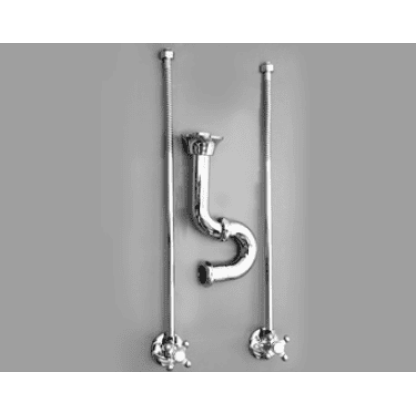 Devon&Devon Комплект для смесителя на 2/3 отверстия: сифон для раковины + 2 кран-сединения с трубками подвода, цвет: хром (не заказывать для биде!)