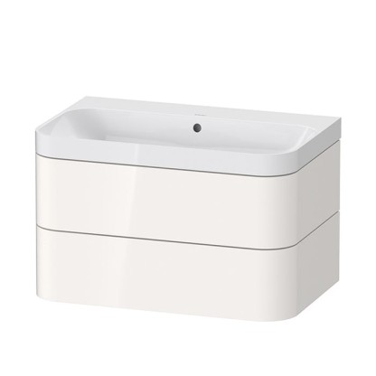 Duravit Happy D.2 Plus Тумба подвесная с раковиной 77.5х49х46.8см., без отв., 2 ящика, выпуск и сифон в комплекте, цвет: белый глянцевый