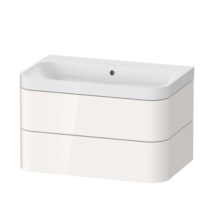 Duravit Happy D.2 Plus Тумба подвесная с раковиной 77.5х49х46.8см., без отв., 2 ящика, выпуск и сифон в комплекте, цвет: белый глянцевый
