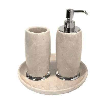 3SC Elegance Коплект: стакан, дозатор, лоток, цвет: мрамор botticino/хром